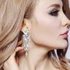 imageBriLove Wedding Bridal ClipOn Earrings for Women Bohemian Boho Crystal Multiple Teardrop Chandelier Dangle Jewelry Clear SilverTone