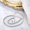imageBriLove Wedding Bridal Cubic Zirconia Classic Sparkling Tennis Bracelet Necklace Earrings Jewelry Set for Women Clear SilverTone