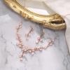 imageBriLove Wedding Jewelry Set for Bride Teardrop CZ Flower Leaf Filigree Necklace Earrings for PromClear RoseGoldtone