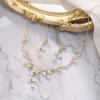imageBriLove Wedding Jewelry Set for Bride Teardrop CZ Flower Leaf Filigree Necklace Earrings for PromClear goldtone