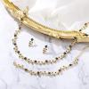 imageBriLove Wedding Jewelry Set for Women Bride Gorgeous Stunning Crystal Flower Leaf Cluster Choker Necklace Link Bracelet Stud Earrings Bridal BridesmaidEmerald Color GoldTone