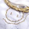 imageBriLove Wedding Jewelry Set for Women Bride Gorgeous Stunning Crystal Flower Leaf Cluster Choker Necklace Link Bracelet Stud Earrings Bridal BridesmaidChampagne GoldTone