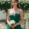 imageBriLove Wedding Jewelry Set for Women Bride Gorgeous Stunning Crystal Flower Leaf Cluster Choker Necklace Link Bracelet Stud Earrings Bridal BridesmaidEmerald Color GoldTone