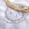 imageBriLove Wedding Jewelry Set for Women Bride Gorgeous Stunning Crystal Flower Leaf Cluster Choker Necklace Link Bracelet Stud Earrings Bridal BridesmaidRoyal Blue GoldTone
