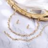 imageBriLove Wedding Jewelry Set for Women Bride Gorgeous Stunning Crystal Flower Leaf Cluster Choker Necklace Link Bracelet Stud Earrings Bridal BridesmaidPink GoldTone