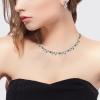 imageBriLove Wedding Jewelry Set for Women Bride Gorgeous Stunning Crystal Flower Leaf Cluster Choker Necklace Link Bracelet Stud Earrings Bridal BridesmaidGrey Black SilverTone