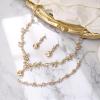 imageBriLove Wedding Jewelry Set for Women Bride YNecklace Tennis Bracelet Dangle Earrings Crystal Teardrop Marquise Cluster for Bridal Bridesmaid01Champagne GoldToned