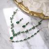 imageBriLove Wedding Jewelry Set for Women Bride YNecklace Tennis Bracelet Dangle Earrings Crystal Teardrop Marquise Cluster for Bridal Bridesmaid02Emerald Color GoldTone