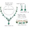 imageBriLove Wedding Jewelry Set for Women Bride YNecklace Tennis Bracelet Dangle Earrings Crystal Teardrop Marquise Cluster for Bridal Bridesmaid02Emerald Color GoldTone