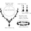 imageBriLove Wedding Jewelry Set for Women Bride YNecklace Tennis Bracelet Dangle Earrings Crystal Teardrop Marquise Cluster for Bridal Bridesmaid03Black BlackTone