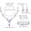 imageBriLove Wedding Jewelry Set for Women Bride YNecklace Tennis Bracelet Dangle Earrings Crystal Teardrop Marquise Cluster for Bridal Bridesmaid04Light Purple SilverTone