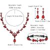imageBriLove Wedding Jewelry Set for Women Bride YNecklace Tennis Bracelet Dangle Earrings Crystal Teardrop Marquise Cluster for Bridal Bridesmaid05Ruby Color BlackTone