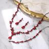 imageBriLove Wedding Jewelry Set for Women Bride YNecklace Tennis Bracelet Dangle Earrings Crystal Teardrop Marquise Cluster for Bridal Bridesmaid05Ruby Color BlackTone