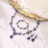 imageBriLove Wedding Jewelry Set for Women Bride YNecklace Tennis Bracelet Dangle Earrings Crystal Teardrop Marquise Cluster for Bridal Bridesmaid08Blue GoldTone
