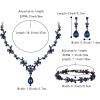 imageBriLove Wedding Jewelry Set for Women Bride YNecklace Tennis Bracelet Dangle Earrings Crystal Teardrop Marquise Cluster for Bridal Bridesmaid10Sapphire Color GoldTone
