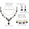 imageBriLove Wedding Jewelry Set for Women Bride YNecklace Tennis Bracelet Dangle Earrings Crystal Teardrop Marquise Cluster for Bridal BridesmaidBlack GoldTone