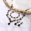 imageBriLove Wedding Jewelry Set for Women Bride YNecklace Tennis Bracelet Dangle Earrings Crystal Teardrop Marquise Cluster for Bridal BridesmaidBlack GoldTone