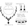 imageBriLove Wedding Jewelry Set for Women Bride YNecklace Tennis Bracelet Dangle Earrings Crystal Teardrop Marquise Cluster for Bridal BridesmaidBlack SilverTone