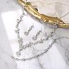 imageBriLove Wedding Jewelry Set for Women Bride YNecklace Tennis Bracelet Dangle Earrings Crystal Teardrop Marquise Cluster for Bridal BridesmaidClear SilverTone