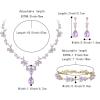 imageBriLove Wedding Jewelry Set for Women Bride YNecklace Tennis Bracelet Dangle Earrings Crystal Teardrop Marquise Cluster for Bridal BridesmaidLight Purple GoldTone