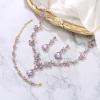 imageBriLove Wedding Jewelry Set for Women Bride YNecklace Tennis Bracelet Dangle Earrings Crystal Teardrop Marquise Cluster for Bridal BridesmaidLight Purple GoldTone