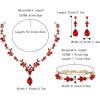 imageBriLove Wedding Jewelry Set for Women Bride YNecklace Tennis Bracelet Dangle Earrings Crystal Teardrop Marquise Cluster for Bridal BridesmaidRuby Color GoldTone
