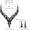 imageBriLove Womens Wedding Bridal Austrian Crystal Teardrop Flower Cluster Statement Necklace Dangle Earrings Jewelry Set for Party Prom2PcsBlack BlackTone