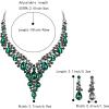 imageBriLove Womens Wedding Bridal Austrian Crystal Teardrop Flower Cluster Statement Necklace Dangle Earrings Jewelry Set for Party Prom2PcsEmerald Color BlackTone