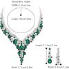 imageBriLove Womens Wedding Bridal Austrian Crystal Teardrop Flower Cluster Statement Necklace Dangle Earrings Jewelry Set for Party Prom2PcsEmerald Color SilverTone