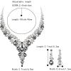 imageBriLove Womens Wedding Bridal Austrian Crystal Teardrop Flower Cluster Statement Necklace Dangle Earrings Jewelry Set for Party Prom2PcsGrey SilverTone