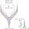 imageBriLove Womens Wedding Bridal Austrian Crystal Teardrop Flower Cluster Statement Necklace Dangle Earrings Jewelry Set for Party Prom2PcsIridescent AB SilverTone