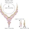 imageBriLove Womens Wedding Bridal Austrian Crystal Teardrop Flower Cluster Statement Necklace Dangle Earrings Jewelry Set for Party Prom2PcsPink GoldTone