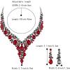 imageBriLove Womens Wedding Bridal Austrian Crystal Teardrop Flower Cluster Statement Necklace Dangle Earrings Jewelry Set for Party Prom2PcsRuby Color BlackTone