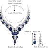 imageBriLove Womens Wedding Bridal Austrian Crystal Teardrop Flower Cluster Statement Necklace Dangle Earrings Jewelry Set for Party Prom2PcsSapphire Color SilverTone