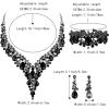 imageBriLove Womens Wedding Bridal Austrian Crystal Teardrop Flower Cluster Statement Necklace Dangle Earrings Jewelry Set for Party Prom3PcsBlack BlackTone