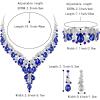 imageBriLove Womens Wedding Bridal Austrian Crystal Teardrop Flower Cluster Statement Necklace Dangle Earrings Jewelry Set for Party Prom3PcsBlue SilverTone