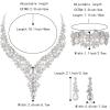 imageBriLove Womens Wedding Bridal Austrian Crystal Teardrop Flower Cluster Statement Necklace Dangle Earrings Jewelry Set for Party Prom3PcsClear