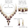 imageBriLove Womens Wedding Bridal Austrian Crystal Teardrop Flower Cluster Statement Necklace Dangle Earrings Jewelry Set for Party Prom3PcsDeep Amethyst Color GoldTone