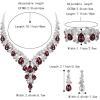 imageBriLove Womens Wedding Bridal Austrian Crystal Teardrop Flower Cluster Statement Necklace Dangle Earrings Jewelry Set for Party Prom3PcsDeep Amethyst Color SilverTone