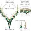 imageBriLove Womens Wedding Bridal Austrian Crystal Teardrop Flower Cluster Statement Necklace Dangle Earrings Jewelry Set for Party Prom3PcsEmerald Color GoldTone