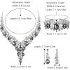 imageBriLove Womens Wedding Bridal Austrian Crystal Teardrop Flower Cluster Statement Necklace Dangle Earrings Jewelry Set for Party Prom3PcsGrey SilverTone