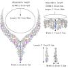 imageBriLove Womens Wedding Bridal Austrian Crystal Teardrop Flower Cluster Statement Necklace Dangle Earrings Jewelry Set for Party Prom3PcsIridescent AB SilverTone