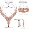 imageBriLove Womens Wedding Bridal Austrian Crystal Teardrop Flower Cluster Statement Necklace Dangle Earrings Jewelry Set for Party Prom3PcsPeach RoseGoldTone