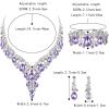 imageBriLove Womens Wedding Bridal Austrian Crystal Teardrop Flower Cluster Statement Necklace Dangle Earrings Jewelry Set for Party Prom3PcsPurple SilverTone