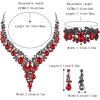 imageBriLove Womens Wedding Bridal Austrian Crystal Teardrop Flower Cluster Statement Necklace Dangle Earrings Jewelry Set for Party Prom3PcsRuby Color