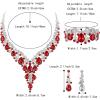 imageBriLove Womens Wedding Bridal Austrian Crystal Teardrop Flower Cluster Statement Necklace Dangle Earrings Jewelry Set for Party Prom3PcsRuby Color SilverTone