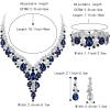imageBriLove Womens Wedding Bridal Austrian Crystal Teardrop Flower Cluster Statement Necklace Dangle Earrings Jewelry Set for Party Prom3PcsSapphire Color SilverTone