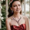 imageBriLove Womens Wedding Bridal Austrian Crystal Teardrop Flower Cluster Statement Necklace Dangle Earrings Jewelry Set for Party PromDeep Amethyst Color SilverTone