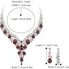 imageBriLove Womens Wedding Bridal Austrian Crystal Teardrop Flower Cluster Statement Necklace Dangle Earrings Jewelry Set for Party PromDeep Amethyst Color SilverTone
