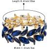 imageBriLove Womens Wedding Bridal Crystal MarquiseShape Leaf Stretch Bangle Bracelet01Navy Blue GoldTone